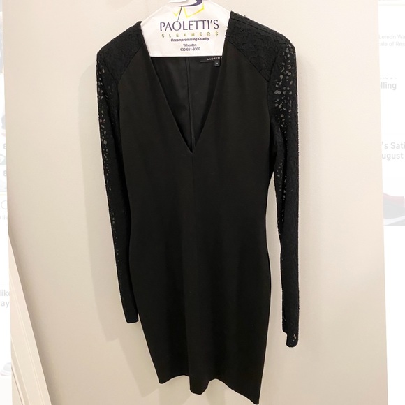 Andrew Marc Dresses & Skirts - Andrew Marc Black Lace Long Sleeve V-Neck Dress